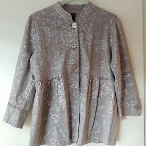 🚫SOLD🚫 Willi Smith Cotton jacket button down size Small Grey Antique Silver - Picture 2 of 12